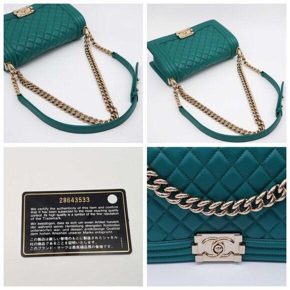 100% Authentic CHANEL Boy Small Green Leather Shoulder Bag 2650-080524 - Picture 10 of 16